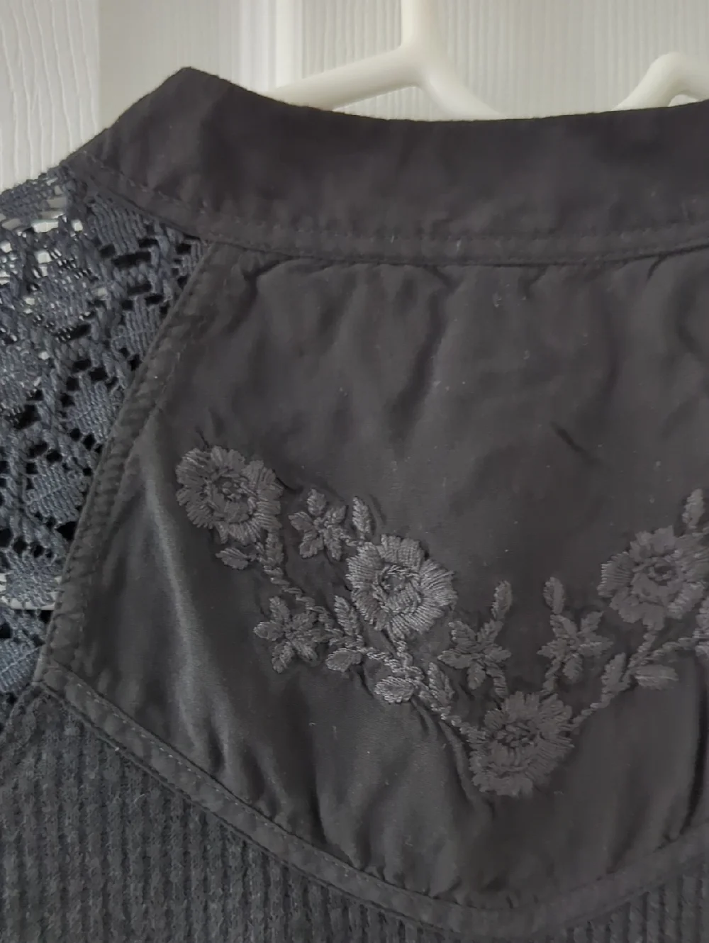 Free People Black Lace Long Sleeve Mock Neck Top - Picture 11 of 11